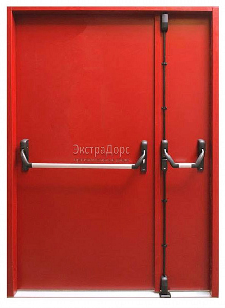Противопожарная дверь EI 60 дымогазонепроницаемая красная с антипаникой в Видном  купить