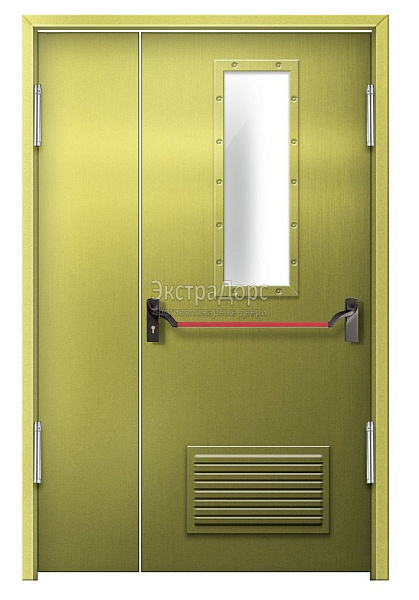 Противопожарная дверь EI 60 дымогазонепроницаемая стальная со стеклом, антипаникой и решеткой в Видном  купить