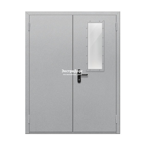 Двупольная огнестойкая дверь EI 60 ДО-02-EI-60 двупольная остеклённая с прямоугольным стеклом в Видном  купить